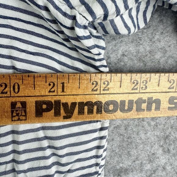 J Jill Tunic Top Womens XL Blue Striped Button Rayon Lightweight Coastal Beach* - Picture 9 of 14